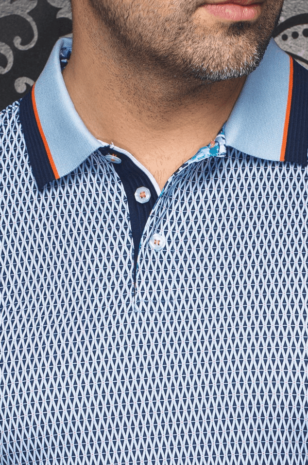 Au Noir Polo | BENZ, Light Blue - Caswell's Fine Menswear