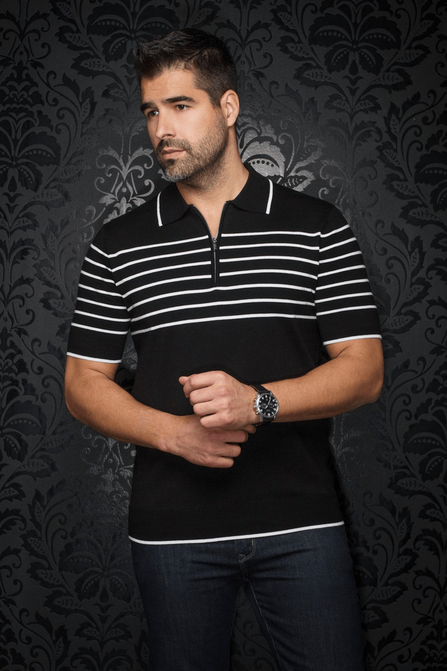 Au Noir Polo Merino | OBAN, Black - Caswell's Fine Menswear