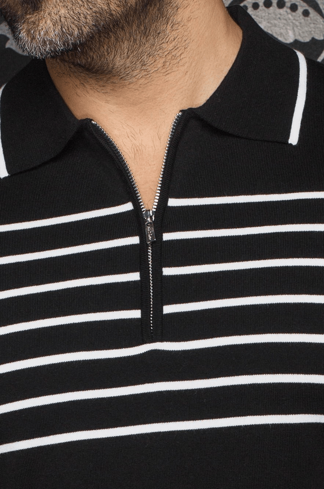 Au Noir Polo Merino | OBAN, Black - Caswell's Fine Menswear