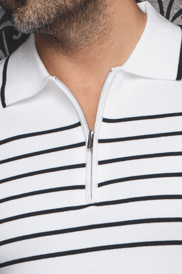 Au Noir Polo Merino | OBAN, White - Caswell's Fine Menswear