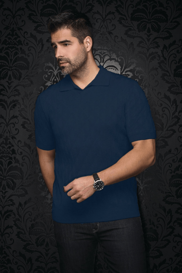 Au Noir Polo Merino | LOWICK, Navy - Caswell's Fine Menswear