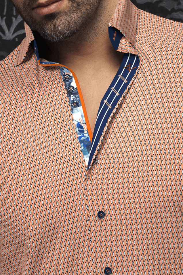 Au Noir Shirt 360° Stretch Shirt | ALBERONI, Orange - Caswell's Fine Menswear