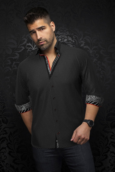 Au Noir 360° Stretch Shirt | SAUTOR, Black - Caswell's Fine Menswear