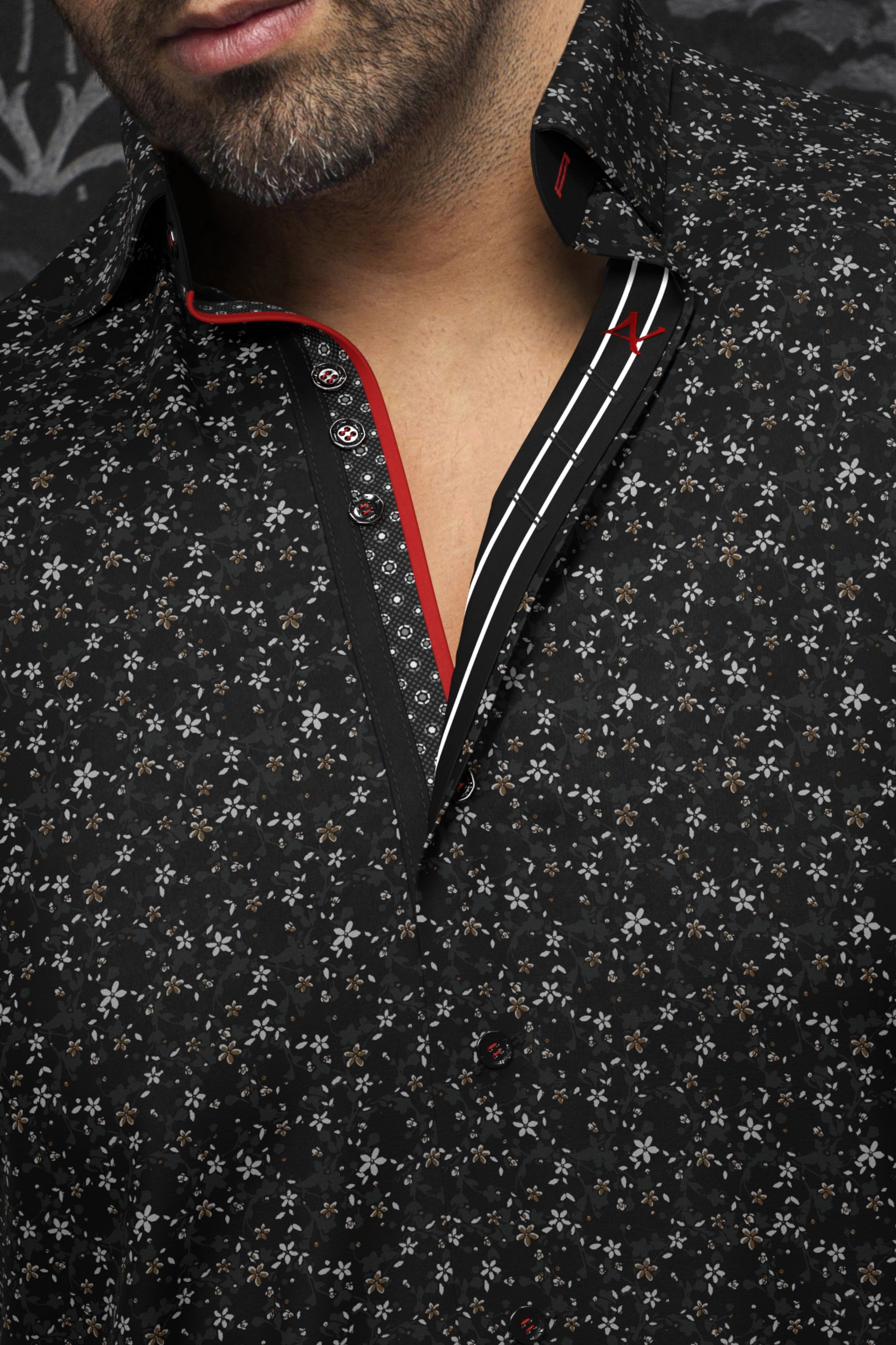 Au Noir 360° Stretch Shirt | MCBRYDE, Black/Gold - Caswell's Fine Menswear