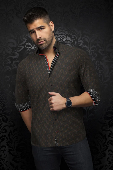 Au Noir 360° Stretch Shirt | UNDERWOOD, Black/Gold - Caswell's Fine Menswear