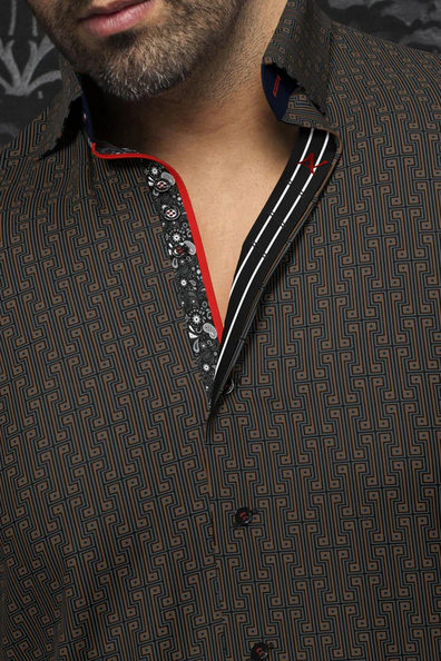 Au Noir 360° Stretch Shirt | UNDERWOOD, Black/Gold - Caswell's Fine Menswear