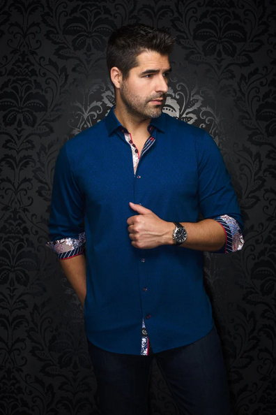 Au Noir 360° Stretch Shirt | NELSON, Indigo - Caswell's Fine Menswear