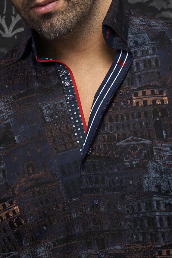 Au Noir 360° Stretch Shirt | ETHAN, Navy - Caswell's Fine Menswear