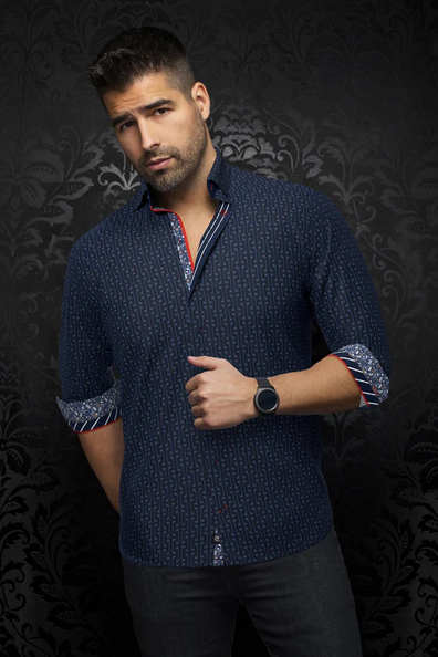 Au Noir 360° Stretch Shirt | UNDERWOOD, Navy - Caswell's Fine Menswear