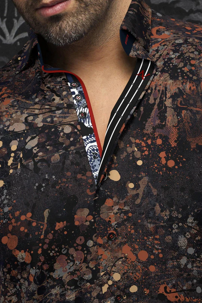 Au Noir Shirt | STAPELTON, Navy/Rust - Caswell's Fine Menswear