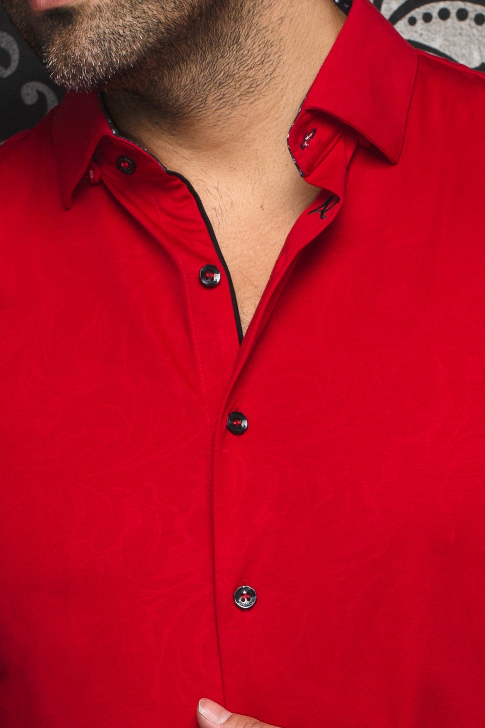 Au Noir 360° Stretch Shirt | DUNN, Red - Caswell's Fine Menswear