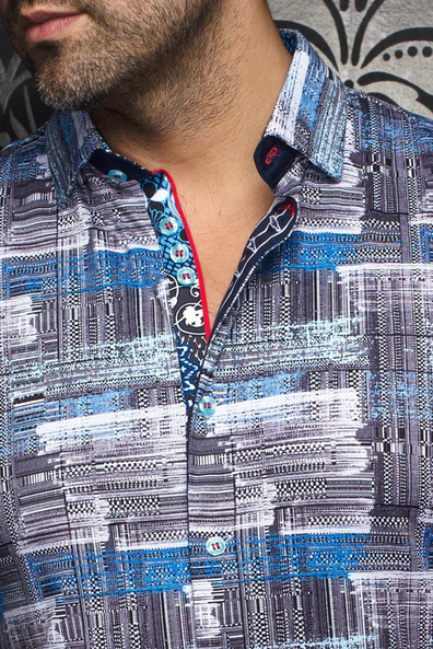 Au NoirKnit Shirt | SARNELLI, White/Blue - Caswell's Fine Menswear