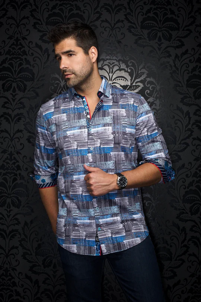 Au NoirKnit Shirt | SARNELLI, White/Blue - Caswell's Fine Menswear