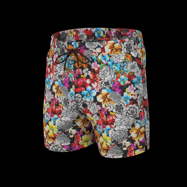 Au Noir Swim Trunk | THOMPSON, Red Multi - Caswell's Fine Menswear